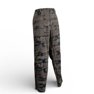 Sanctuary linen pants, Women's 31, camo, pockets, flat zip front, belt loops EUC